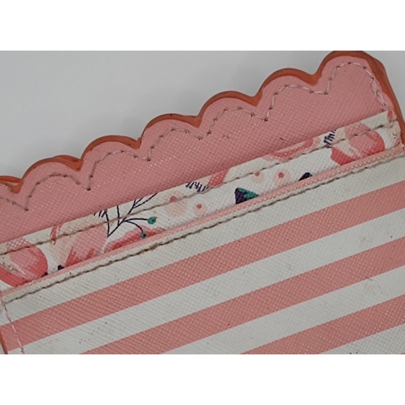 Pink floral with stripes coin card wallet - Picture 1 of 6